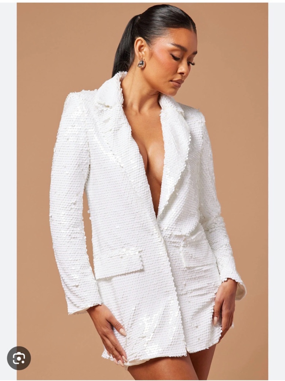 ‼️SOLD‼️ Selene White Sequin Blazer Dress